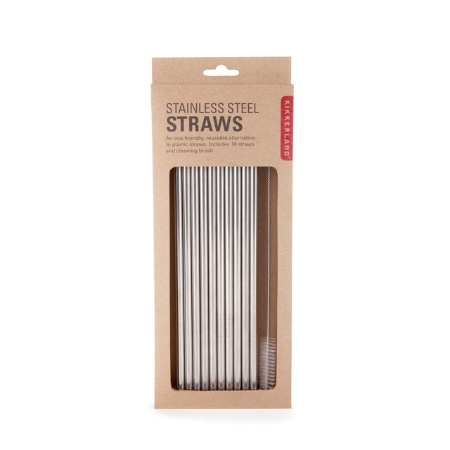 Ser 10 Cañitas Kikkerland Acero Inoxidable