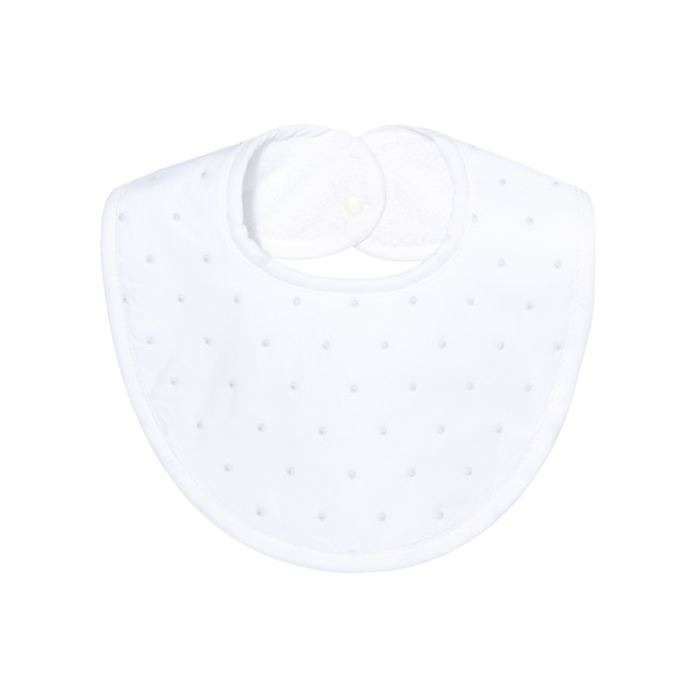 Cotton Juice Baby Home grey textured dot fabric bib with embroidery