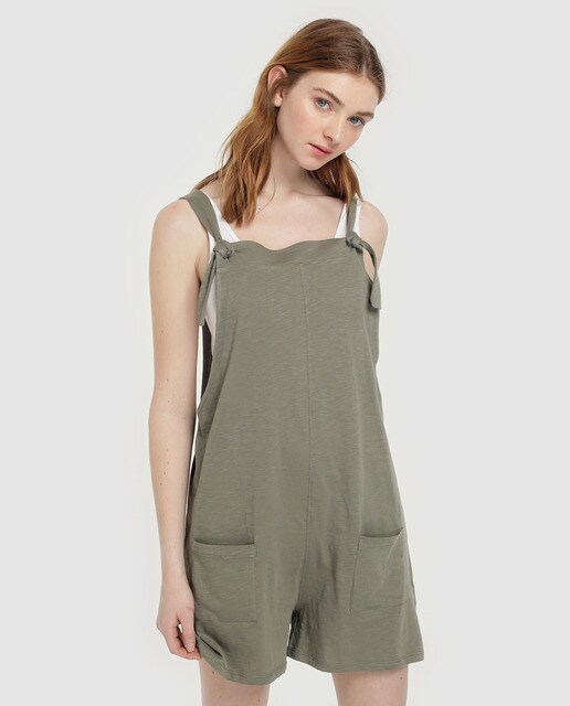green short dungarees
