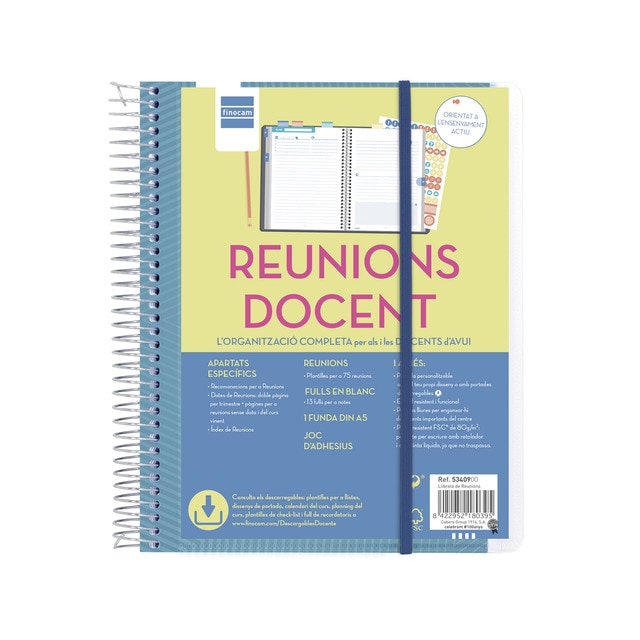 Libreta de reuniones para el docente 1/4 - 155x212 mm Finocam catalán.