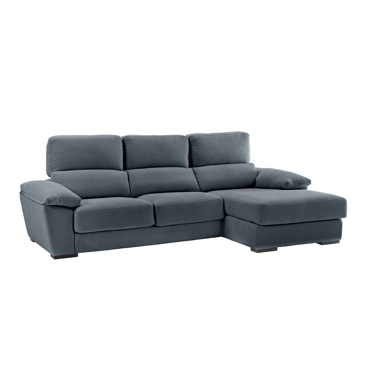 Sofá tapizado en lino de 5 plazas con asientos deslizantes y chaise