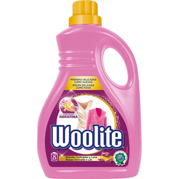 detergente máquina para prendas delicadas y lana con keratina botella