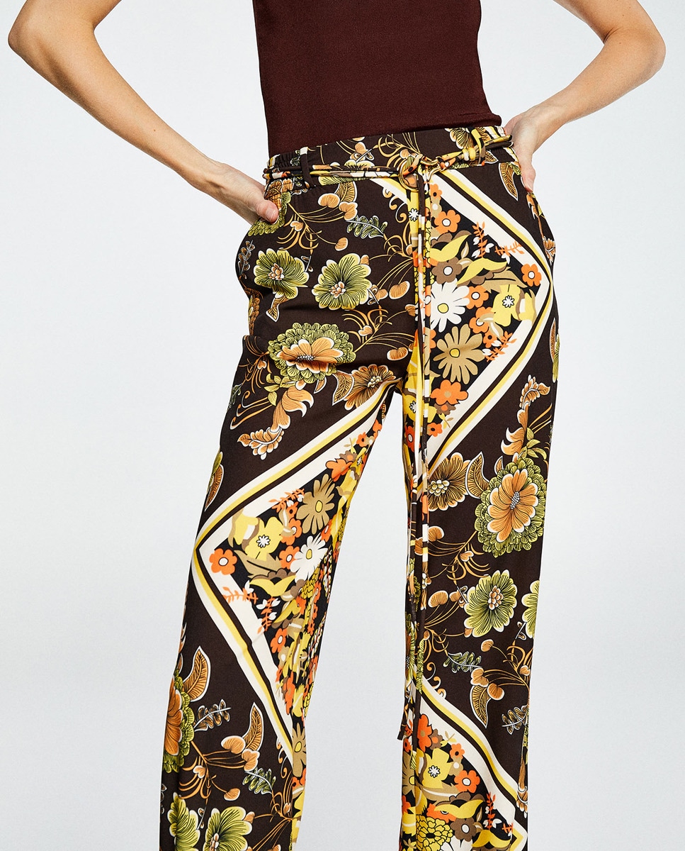 Pantalón Fluido De Mujer Sfera Con Estampado Pañuelo · Sfera · Moda ...