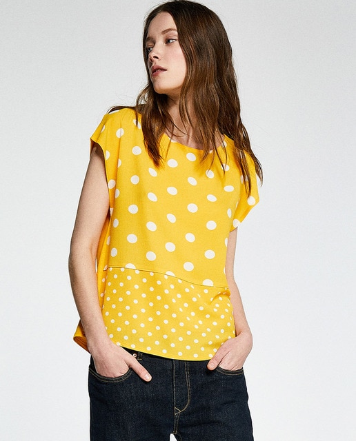 mustard spotty blouse