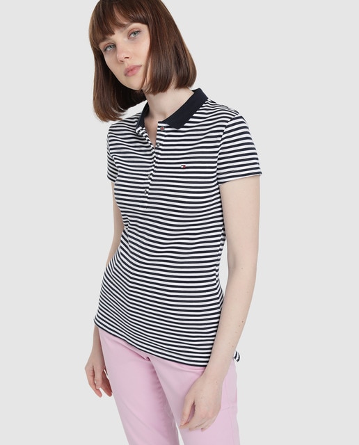 striped polo t shirts women's