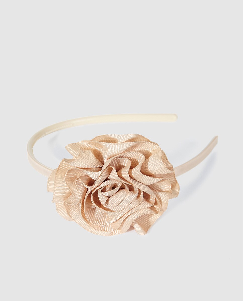 Image of Freestyle girls' hairband with a beige flower, Ivory.