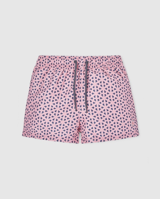 Bañador de niño B con B en rosa con estampado geométrico