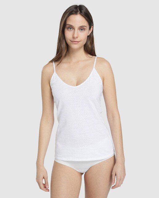 Camisola interior básica branca de mulher