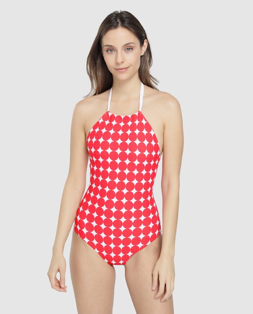 Rojo Mujer Halter De Bañado En Lunares PkZuXi