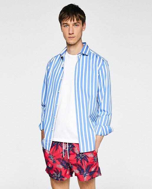 Bañador Fucsia Hombre Estampado De Sfera Bermuda WDIH29E