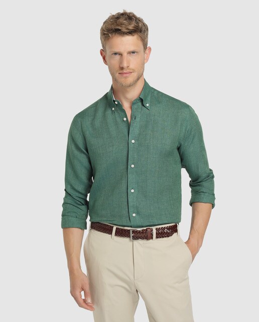 camisa verde esmeralda hombre