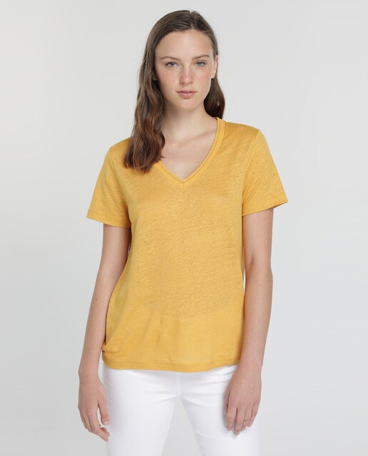 Joven Mujer Pico De Cuello 100Lino Fórmula Camiseta 8nOX0kPw