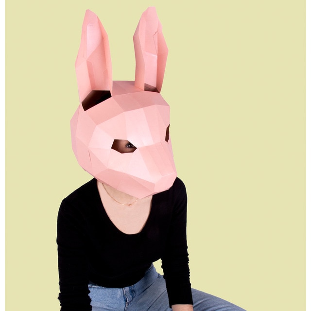 Máscara de Cartón en 3D Conejo Helio Ferretti Rosa