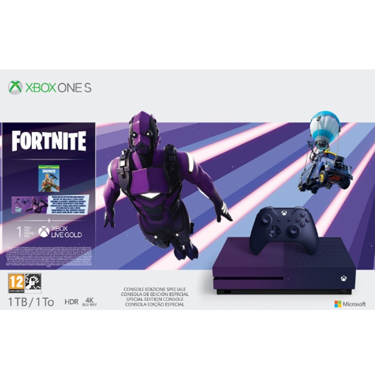 Consola Xbox One S edicion especial morada +Fortnite