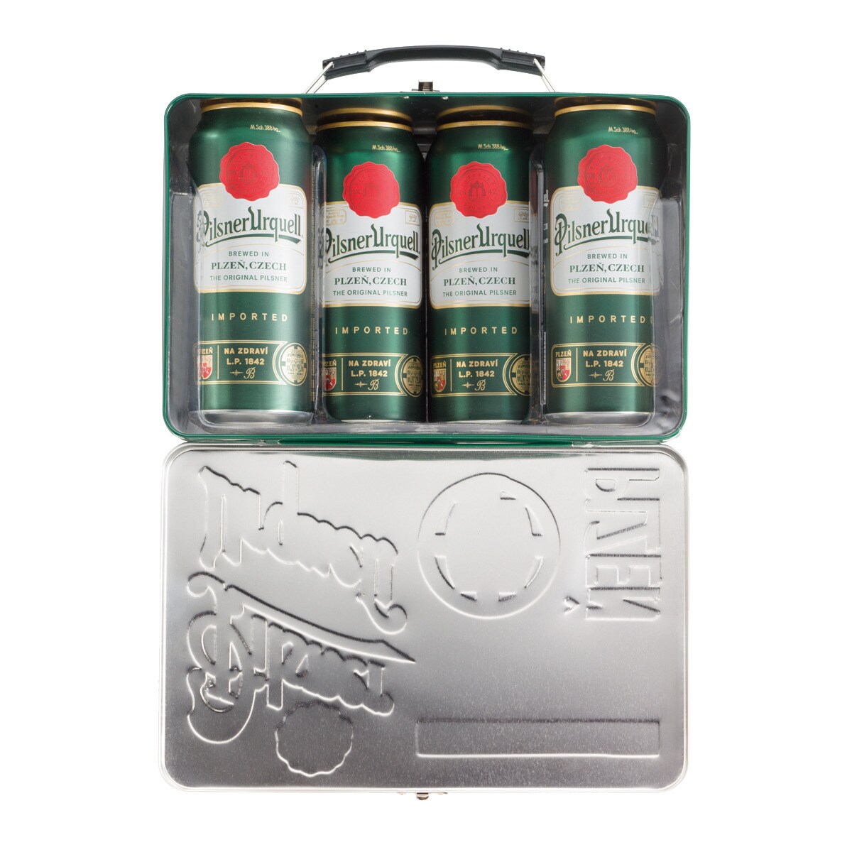 2 Lunch Box Pilsner Urquell + 8 latas 50cl + 6 jarras de 30 cl