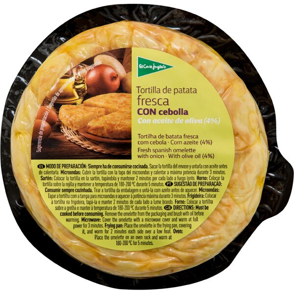 Comprar mini tortilla de patata fresca con cebolla sin gluten envase