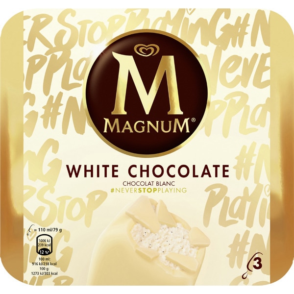 Buy White glutenfree vanilla ice cream with white chocolate 3pack case 330 ml · MAGNUM