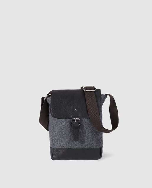 Mala a tiracolo grande de homem Emidio Tucci cinzenta e preta com aba