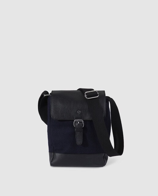 Mala a tiracolo de homem Emidio Tucci azul-marinho e preto com aba