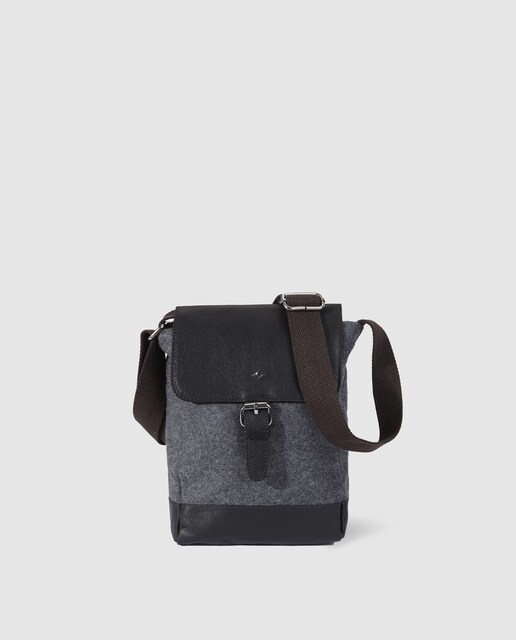 Mala a tiracolo pequena de homem Emidio Tucci cinzenta e preta com aba