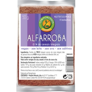 Cem Porcento Bolachas de Alfarroba Nutríssimas embalagem 50 g