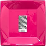 Wiederverwendbarer rosa, quadratischer flacher Teller 23x23cm Paket 6 Einheiten