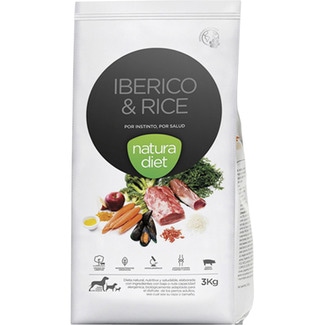 NATURA DIET pienso para perros adultos de todas las razas ibérico y arroz envase 500 g