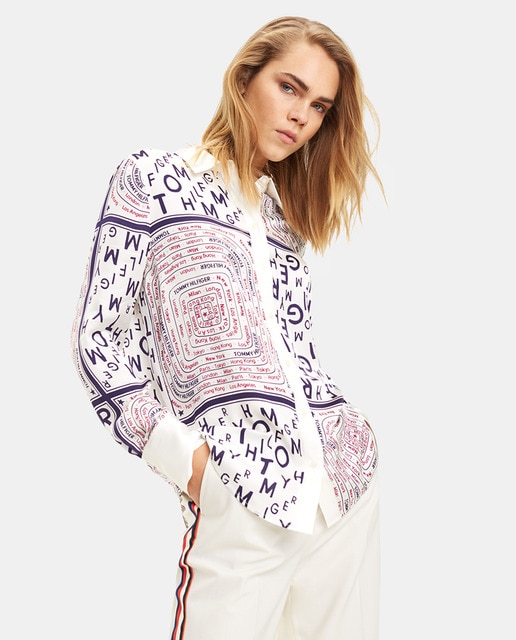 Tommy Hilfiger Womens Patchwork-Print Top