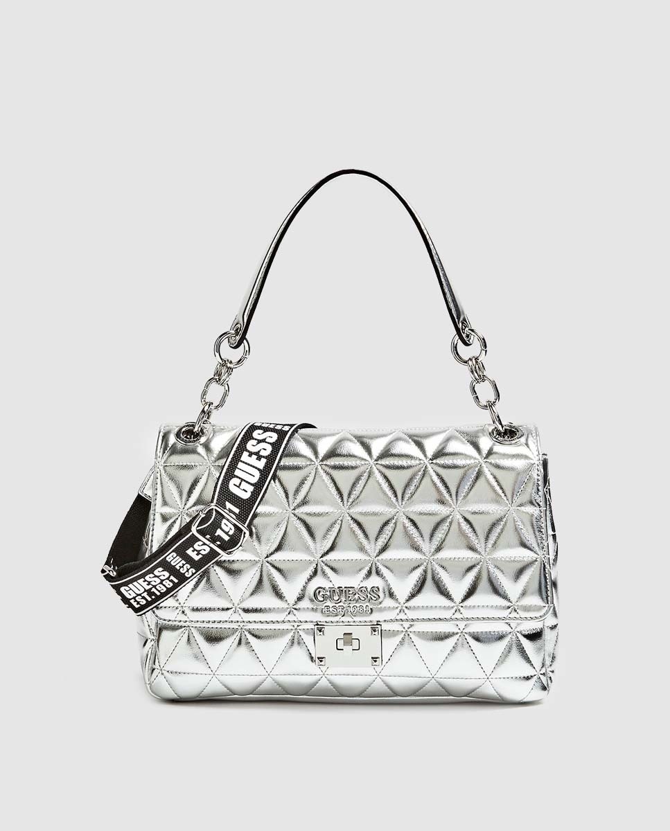 Bolso de hombro Guess acolchado en plata con varias asas · Guess · Moda
