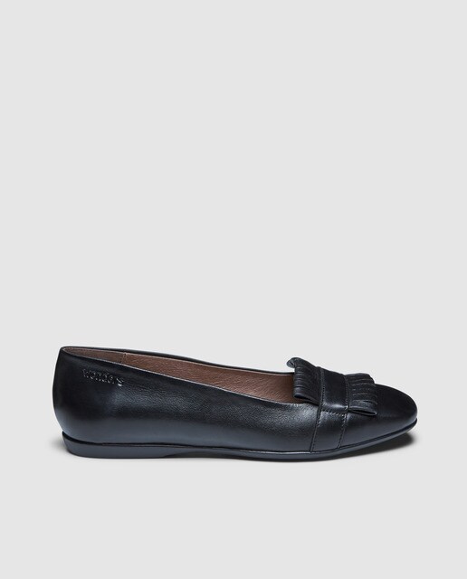 Sapatos rasos de mulher Wonders em pele pretos