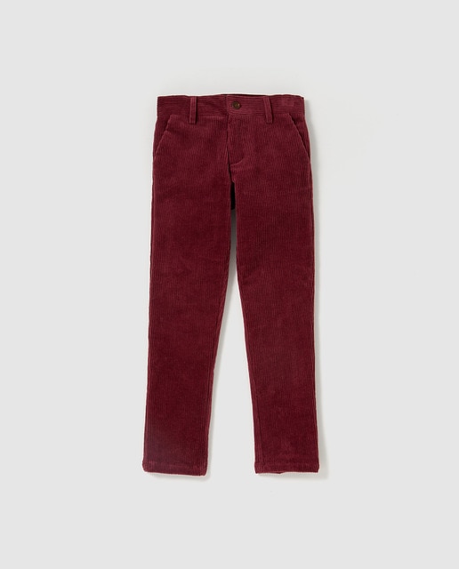 Pantalón de niño Tizzas de pana en granate
