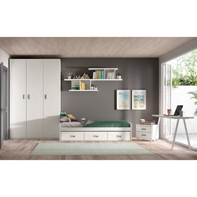estanter/ía 6 baldas Mesa Escritorio Estante Hogar Decora Dormitorio Juvenil Completo Cama Nido 2 cajones