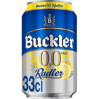 BUCKLER 0,0 Radler cerveza rubia sin alcohol con zumo natural de limón lata 33 cl - Hipercor