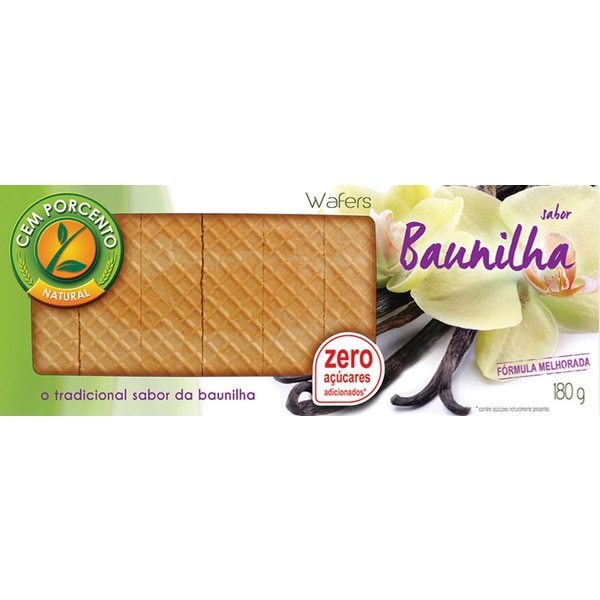 Bolachas Wafers de Fibra e Baunilha embalagem 180 g