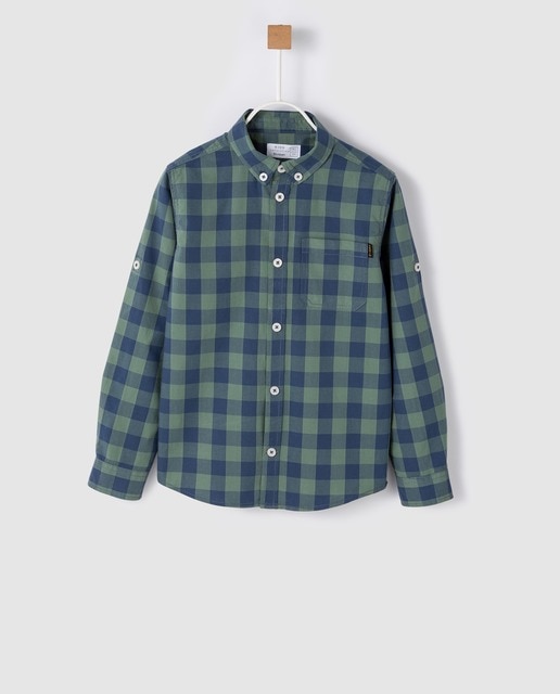 Camisa de niño Brotes de cuadros bicolor