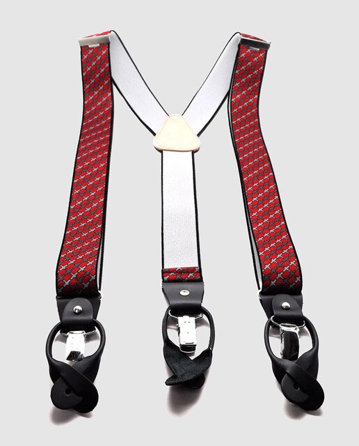 Suspensórios elásticos Dustin vermelhos com estampado de aviões