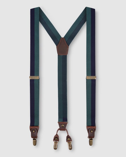 Suspensórios elásticos Studio Classics às riscas azul-marinho e verde