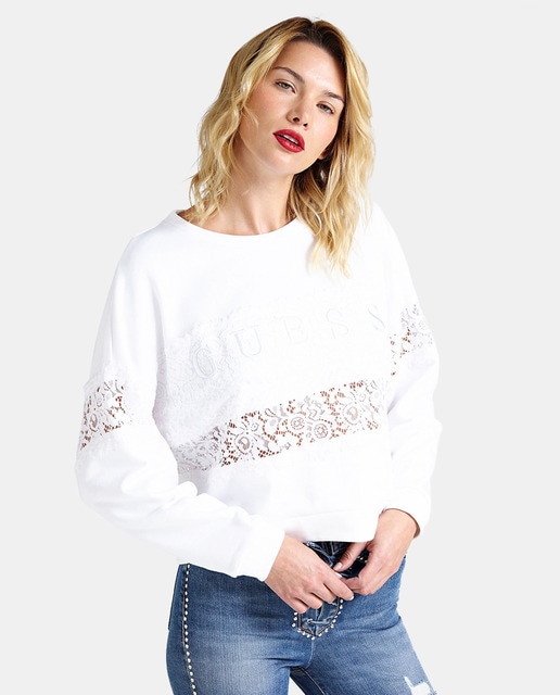 Sudadera Blanca Guess Mujer