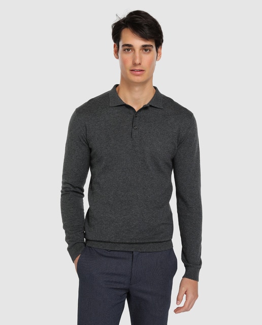 long sleeve knitted polo