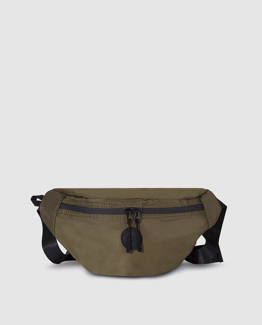 Bolsa de cintura caqui com fecho de correr