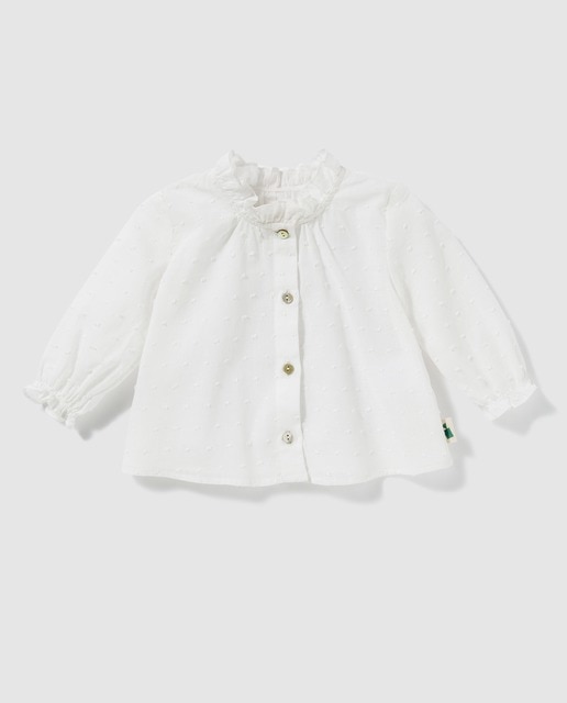 Blusa de bebé niña Dulces Gallery en blanco con topos bordados