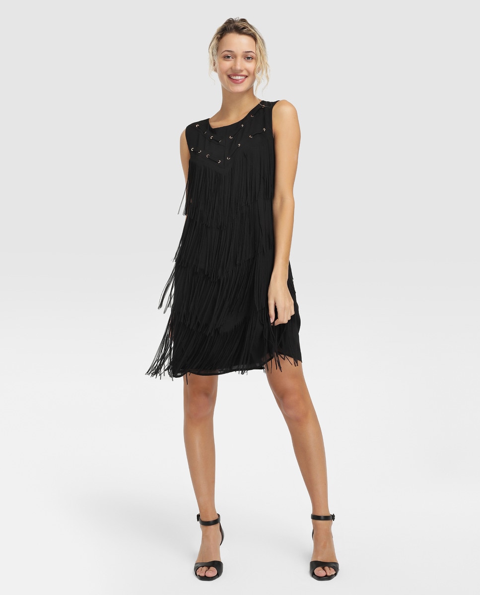 Vestido negro Elogy con flecos y eyelets · Elogy · Moda · El Corte Inglés Vestido negro Elogy con flecos y eyelets · Elogy · Moda · El Corte Inglés