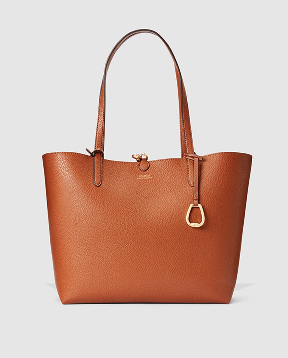 Mala Tote média Lauren Ralph Lauren reversível castanha e com estampado