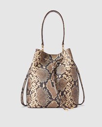 snakeskin bucket bag