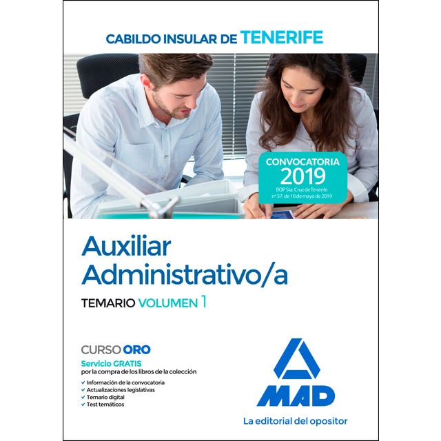 Auxiliar administrativo/a del cabildo insular de tenerife. Temario volumen 1 (Tapa blanda)