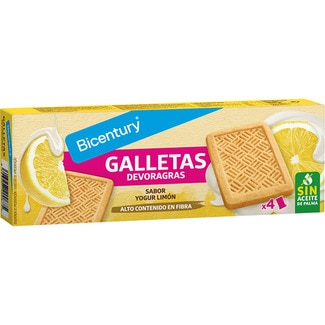 BICENTURY Devoragras lemon yogurt flavour biscuits with no palm oil container 168 g