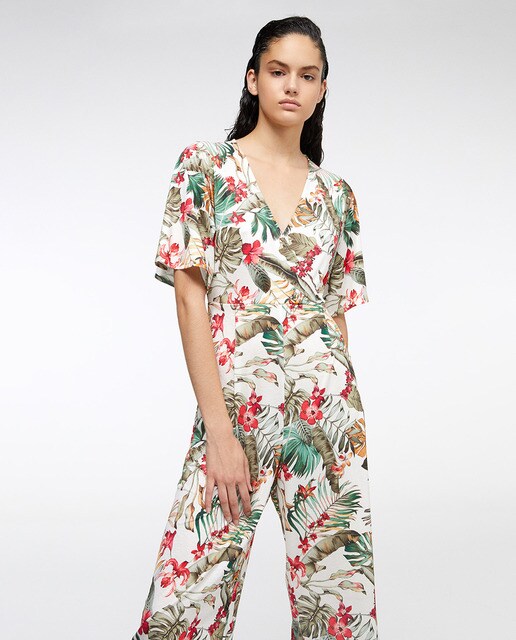 tropical print jumpsuit
