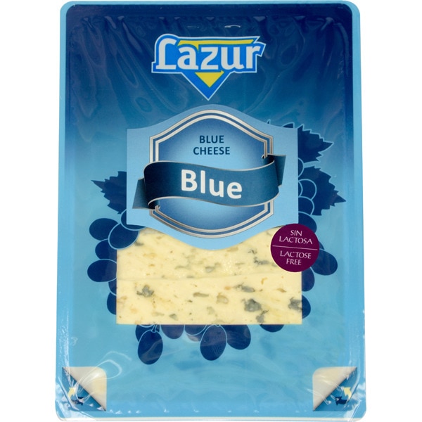 Sliced blue cheese, 50 fat, lactosefree container 100 g · LAZUR