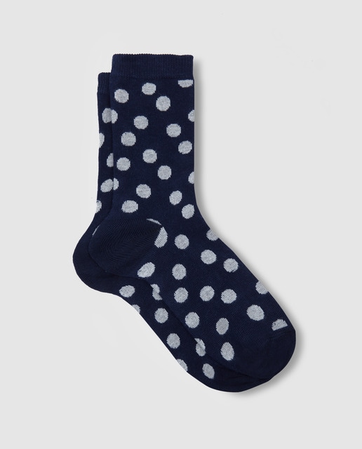 Calcetines infantiles Cotton Juice azul marino con topos