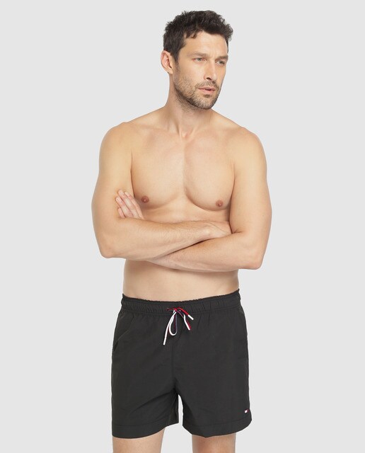 mens plain black swim shorts